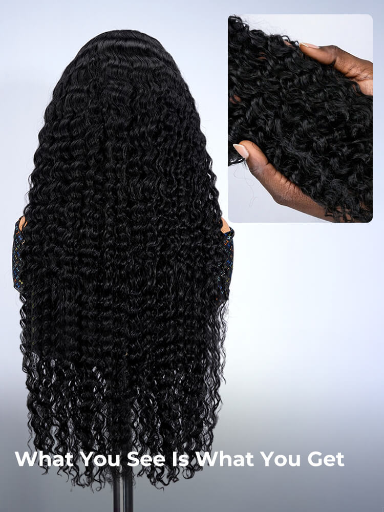 Perruque à vagues profondes 100 % cheveux humains Dentelle suisse Cheveux bouclés HD Perruque avant en dentelle