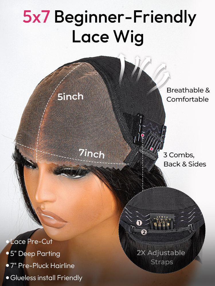 Mirage - Bob Court │Lace Frontale Swiss 5x7│ Cheveux Vierges Brésiliens