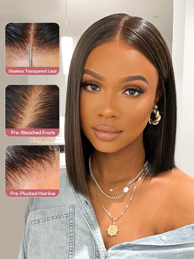 Diamant - Bob Court Lisse Blond Platine 613 │Lace Frontal 13x4 │Cheveux Japonais Vierges