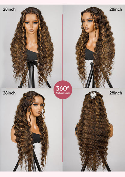 Pretty Woman - Caramel Highlights │ Lace Frontal HD 13x6 │ Cheveux Indiens Vierges