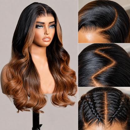 Solstice - Brown & Golden Blonde Streaks │ 13x6 HD Lace │ Malaysian Virgin Hair