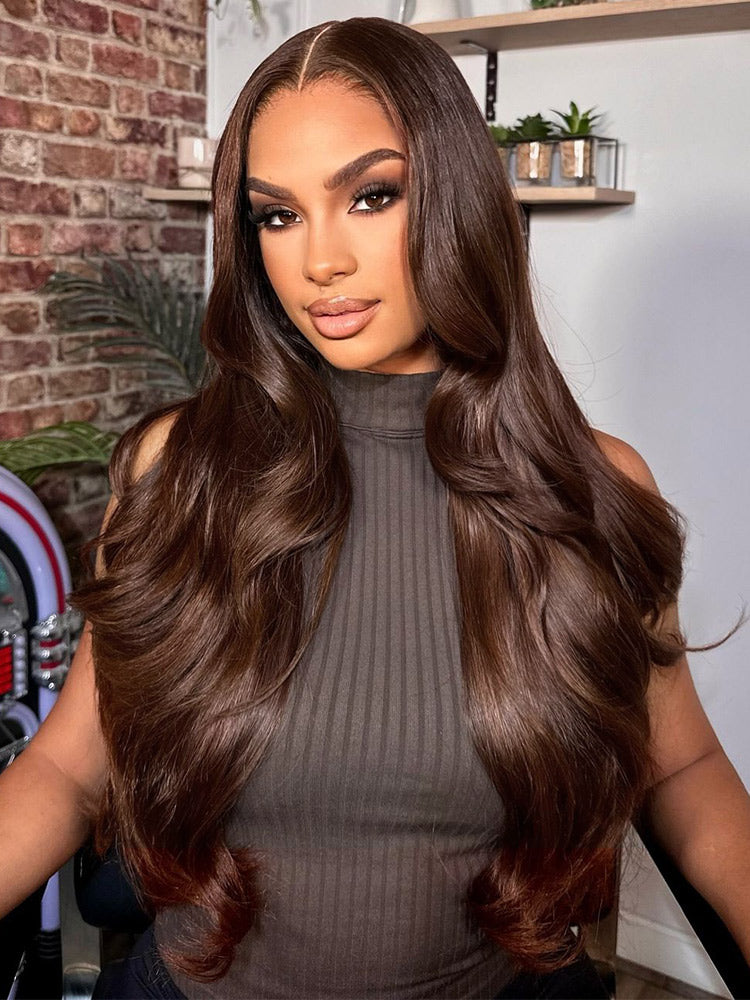 Perruques de cheveux humains brun foncé Alipearl Skin Melt HD Front
