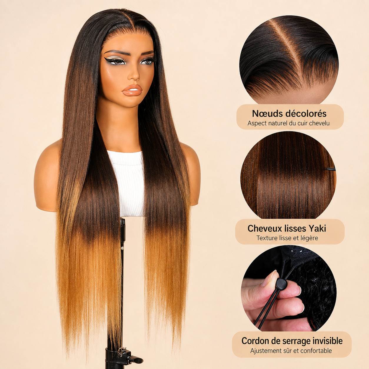 Aurora - Brown & Honey Blonde │13x4 HD Tulle Lace │ Virgin Japanese Hair
