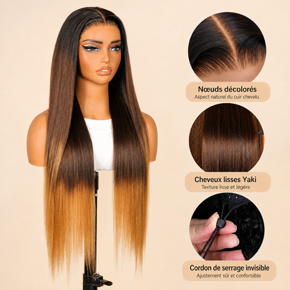 Aurora - Brown & Honey Blonde │13x4 HD Tulle Lace │ Virgin Japanese Hair