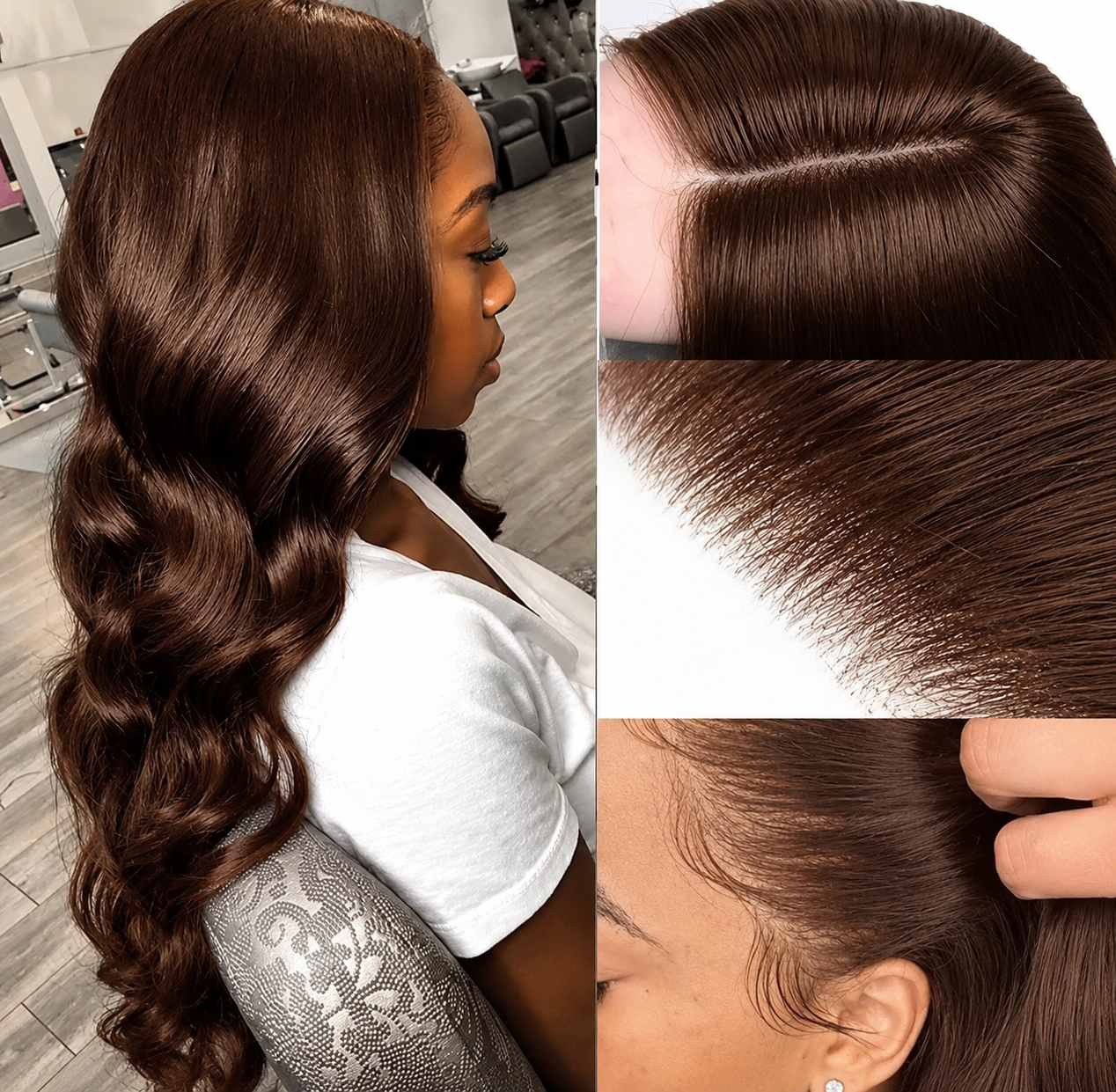 Truffe - Brun Glacé │Tulle Transparente 13x4 │Cheveux Vierges Japonais