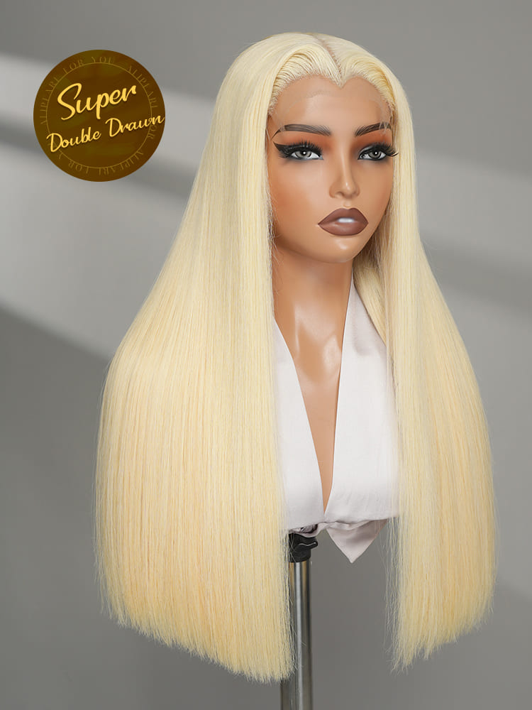Double Drawn Top Grade Blonde 13x6  Body Wave M Hairline Straight HD Lace Wig