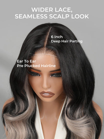 Perruque en dentelle HD HD Skin Blonde Ash Highlight avec couches haute densité
