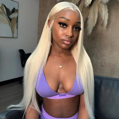 Perruque Ivoire - Lisse Blonde Platine 613 │  Full Lace 13x4 │ Cheveux Brésiliens Vierges