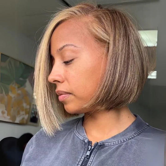 Givre - Bob Carré Lisse Plongeant │Lace 13x4 HD  │Cheveux Vierges Japonais