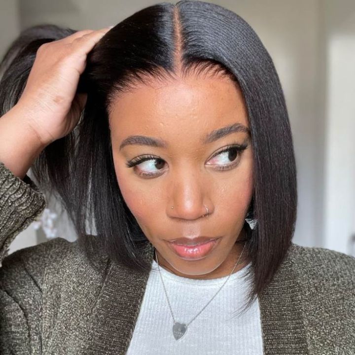 Ebène - Bob Carré Lisse Noir Naturel │Closure 7x5 HD │Cheveux Vierges Indiens