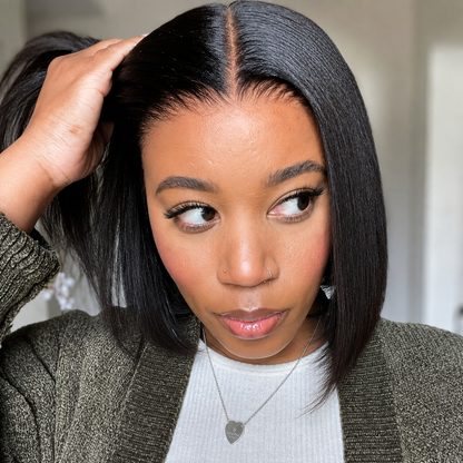 Ebony - Bob Straight Black Natural │Closure 13x6 HD │Indian Virgin Hair