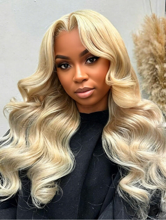 Double Drawn Top Grade Blonde 13x6  Body Wave M Hairline Straight HD Lace Wig
