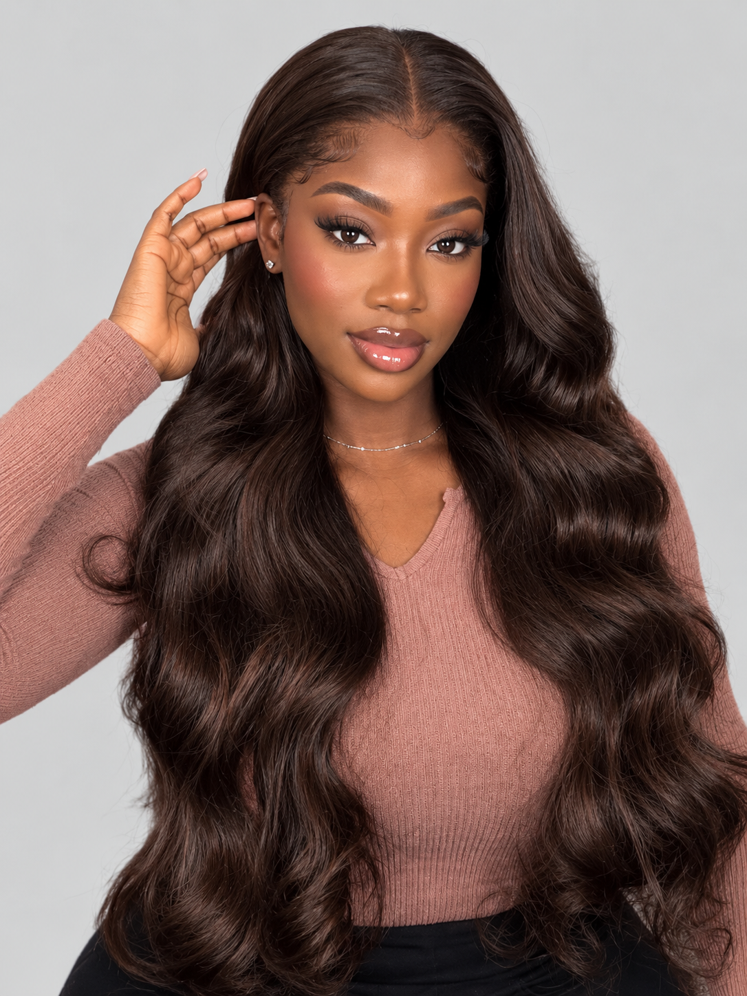 Perruques de cheveux humains brun foncé Alipearl Skin Melt HD Front