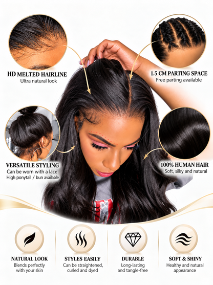 Celeste - Perruque Cheveux Humains Péruviens Sans Colle │ Lace Front 13x6 HD