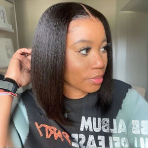 Ebène - Bob Carré Lisse Noir Naturel │Closure 7x5 HD │Cheveux Vierges Indiens