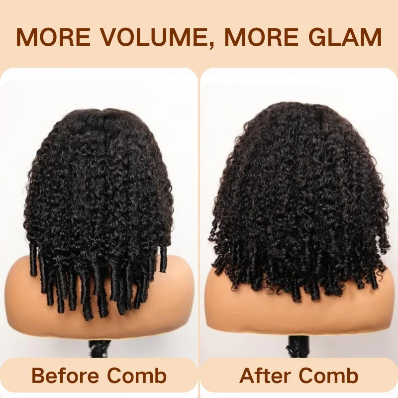 Cascade -Mi Longue Bouclée Curly Noir Naturel │Closure Half Wig U-Part │Cheveux Vierges Indiens