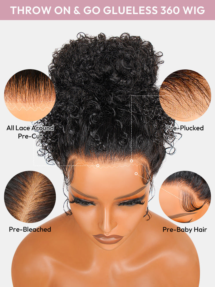 Couronne - Chignon Bouclé Volumineux │HD Lace Frontal 360° │ Cheveux Vierges Indiens