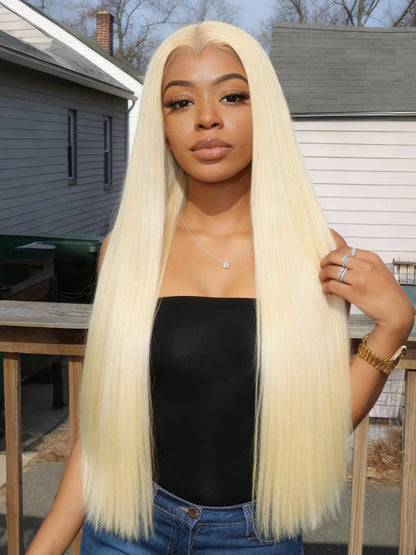 Double Drawn Top Grade Blonde 13x6  Body Wave M Hairline Straight HD Lace Wig