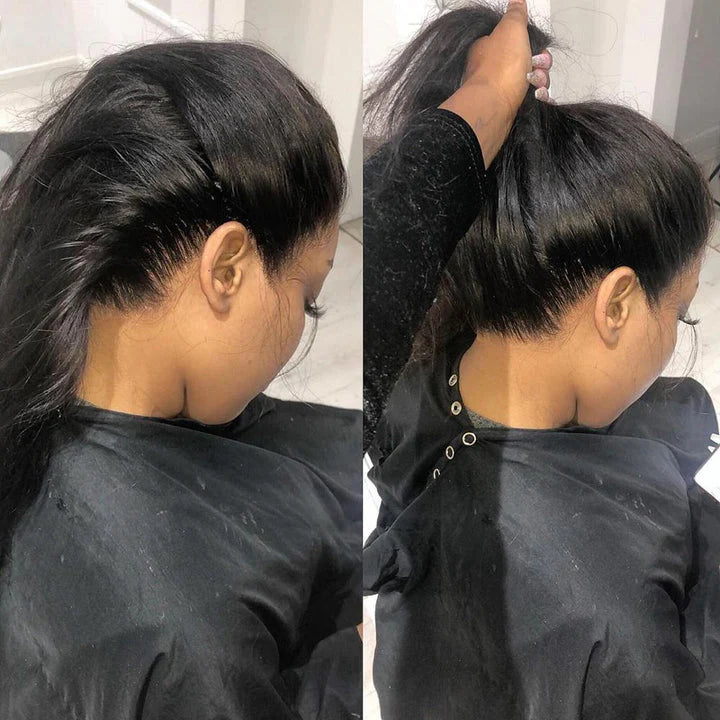 Midnight Goddess Frontal en dentelle invisible 360° sans colle - Cheveux Indiens Vierges