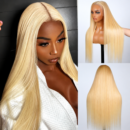 Perruque Ivoire - Lisse Blonde Platine 613 │  Full Lace 13x4 │ Cheveux Brésiliens Vierges