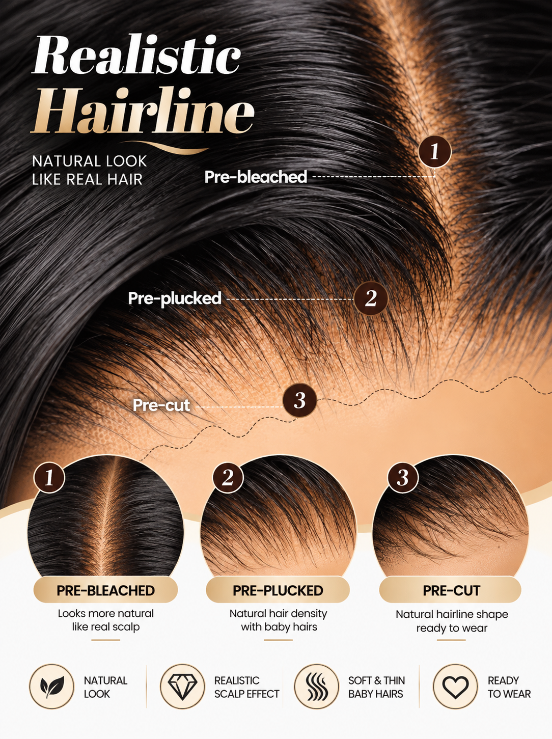 Dunes - Brun Caramel & Highlights │ Closure HD 13x6 │  Cheveux Brésilien Vierges