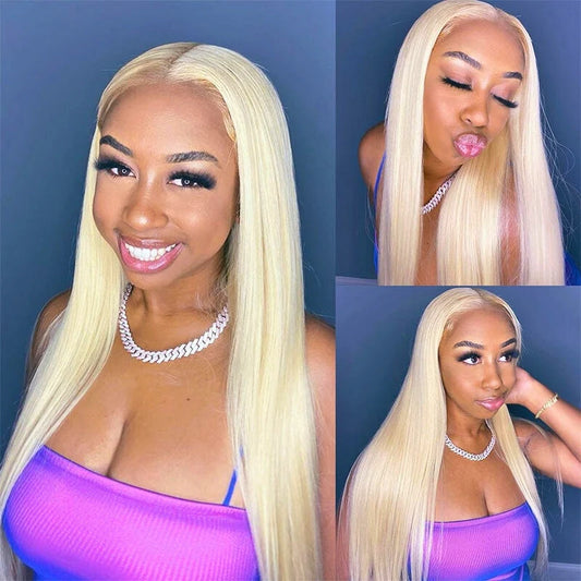 Perruque Ivoire - Lisse Blonde Platine 613 │  Full Lace 13x4 │ Cheveux Brésiliens Vierges