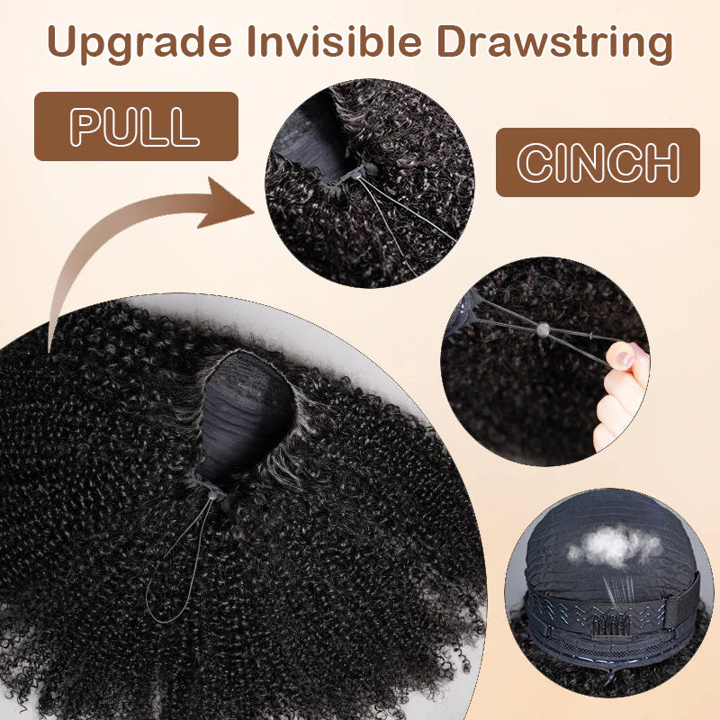 Cascade -Mi Longue Bouclée Curly Noir Naturel │Closure Half Wig U-Part │Cheveux Vierges Indiens