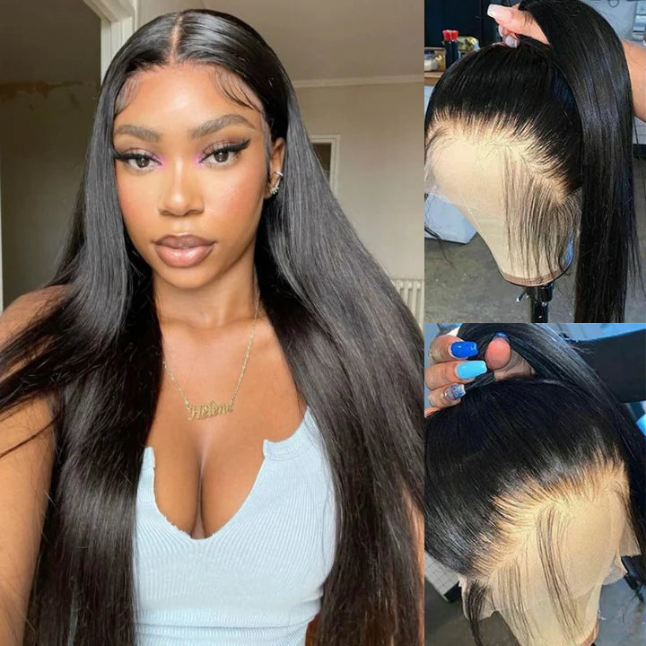 Midnight Goddess Frontal en dentelle invisible 360° sans colle - Cheveux Indiens Vierges