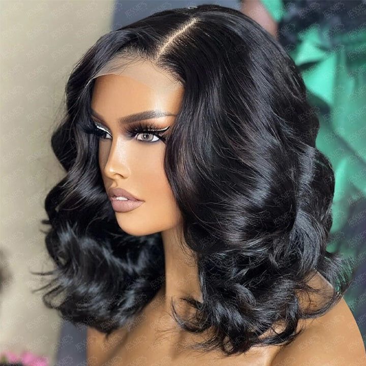 Velours - Bob Mi-Longue Ondulé Glamour │Lace Frontal 13x4 I Cheveux Vierges Brésiliens
