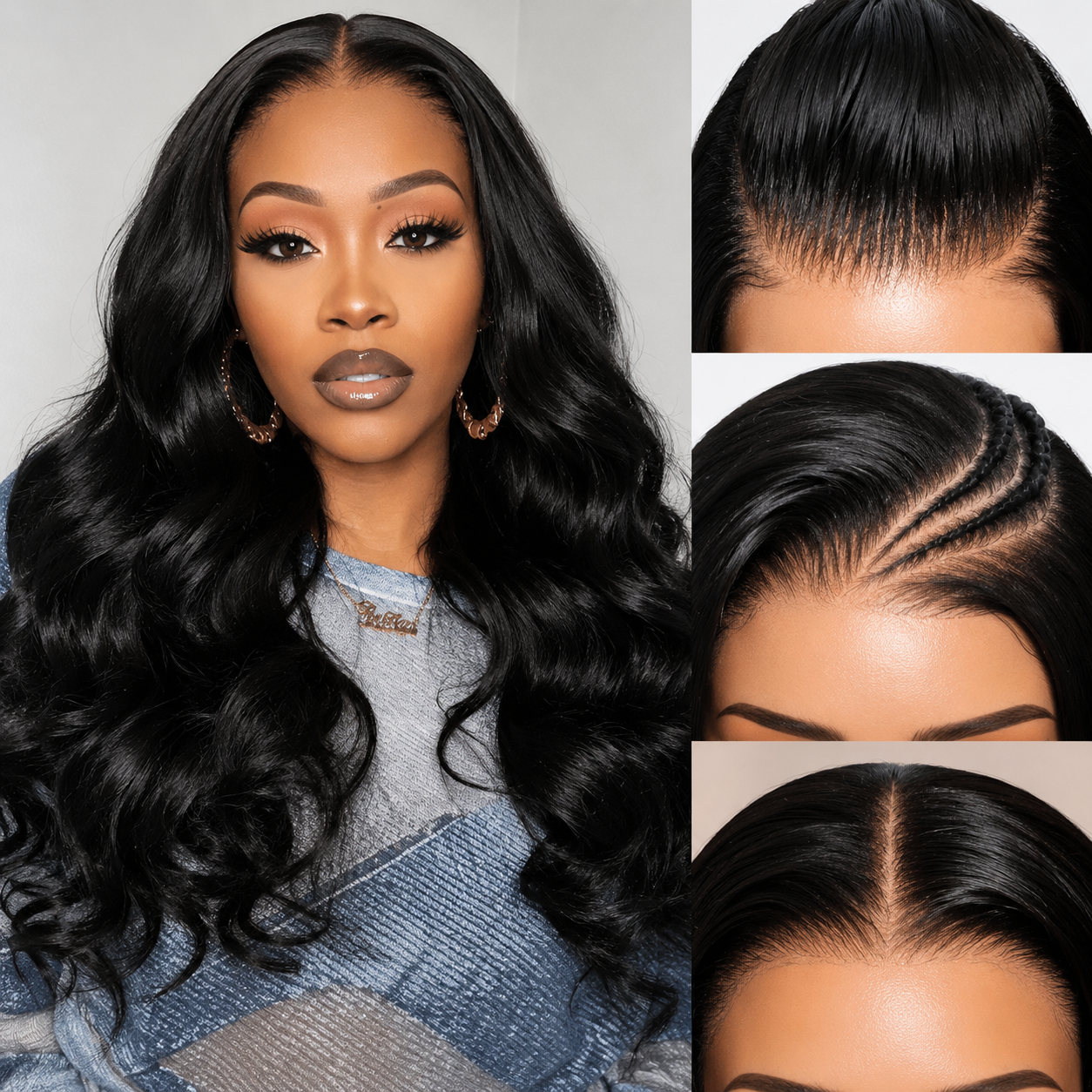 Sérénade - Body Wave Noir Naturelle │Lace Front 13x6 │ Cheveux Vierges Brésiliens
