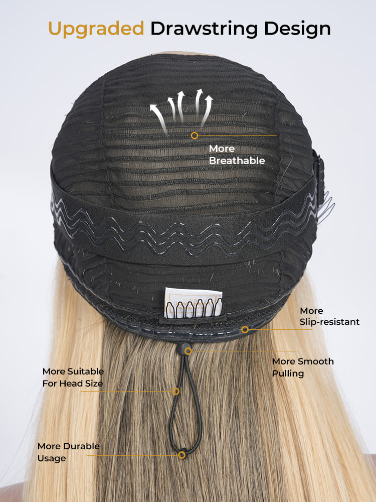 12A cheveux bruts, reflets blond champagne HD en dentelle, perruque prête à l’emploi