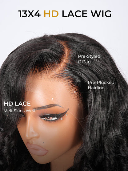 Perruque pré-stylée Curly  ┃ Lace Front 13x4 HD ┃ Cheveux Humains Vierges