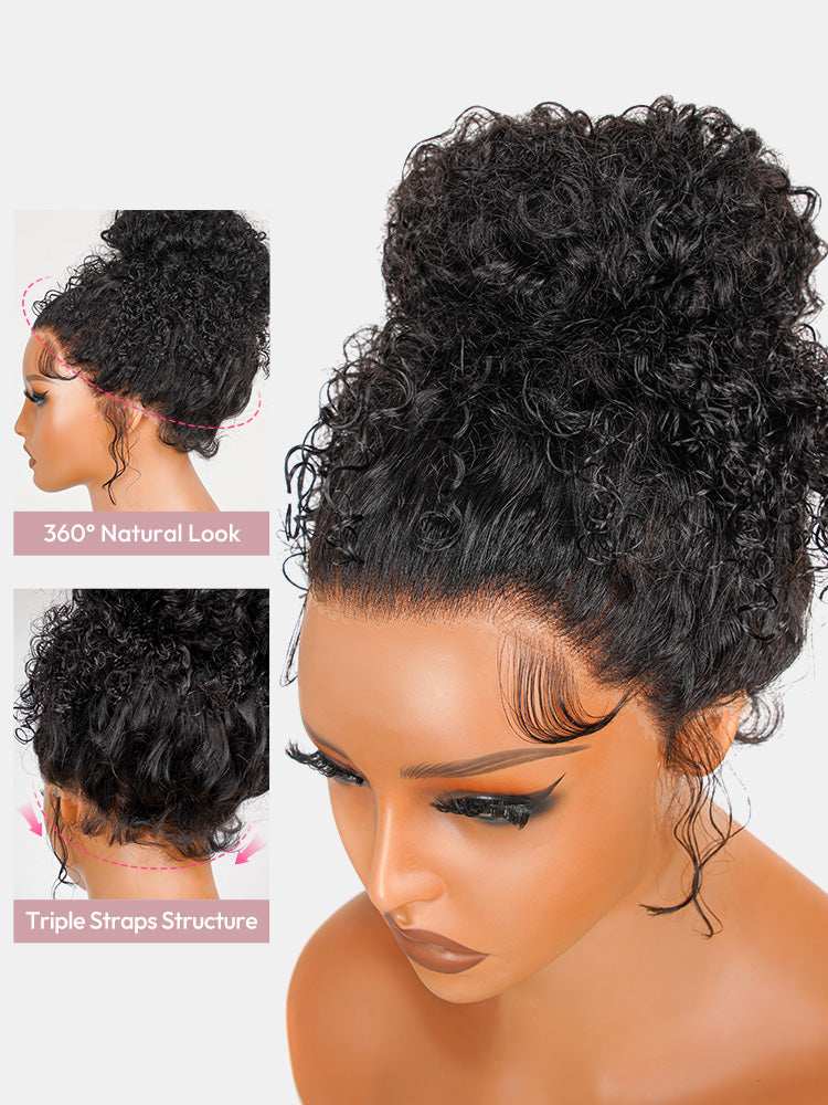 Couronne - Chignon Bouclé Volumineux │HD Lace Frontal 360° │ Cheveux Vierges Indiens
