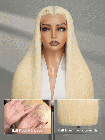 Double Drawn Top Grade Blonde 13x6  Body Wave M Hairline Straight HD Lace Wig