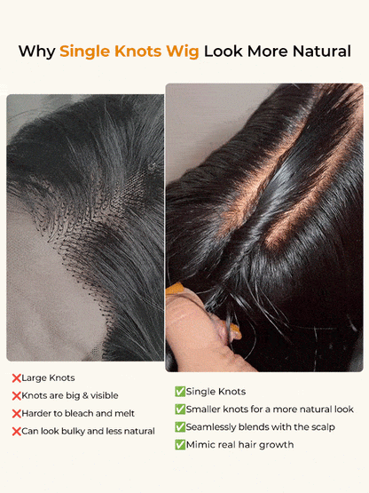 Perruques à rayure à nœuds simples Max 13x5 HD Lace Front 300 % Cheveux humains Vierges Haute Densité