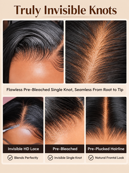 Midnight Goddess Frontal en dentelle invisible 360° sans colle - Cheveux Indiens Vierges