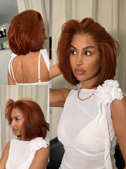 Braise - Bob Court Mahogany Red │13x4 HD Tulle Lace Front │Brazilian Virgin Hair