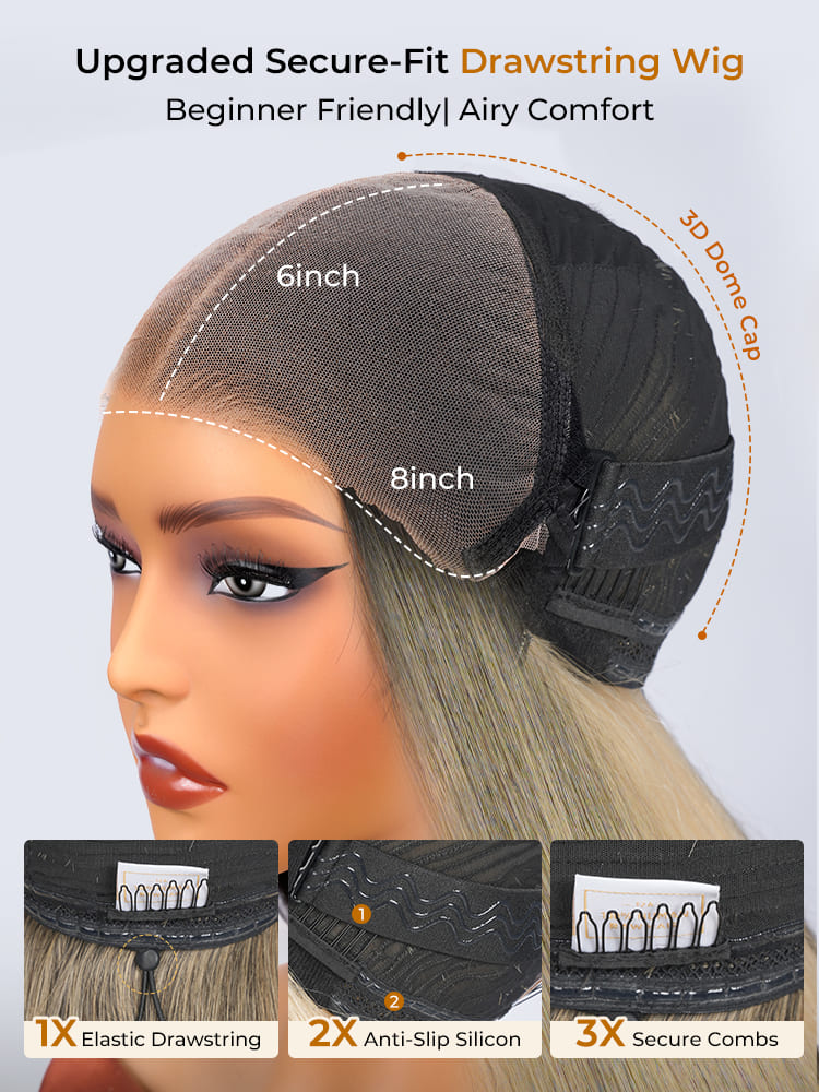 12A cheveux bruts, reflets blond champagne HD en dentelle, perruque prête à l’emploi