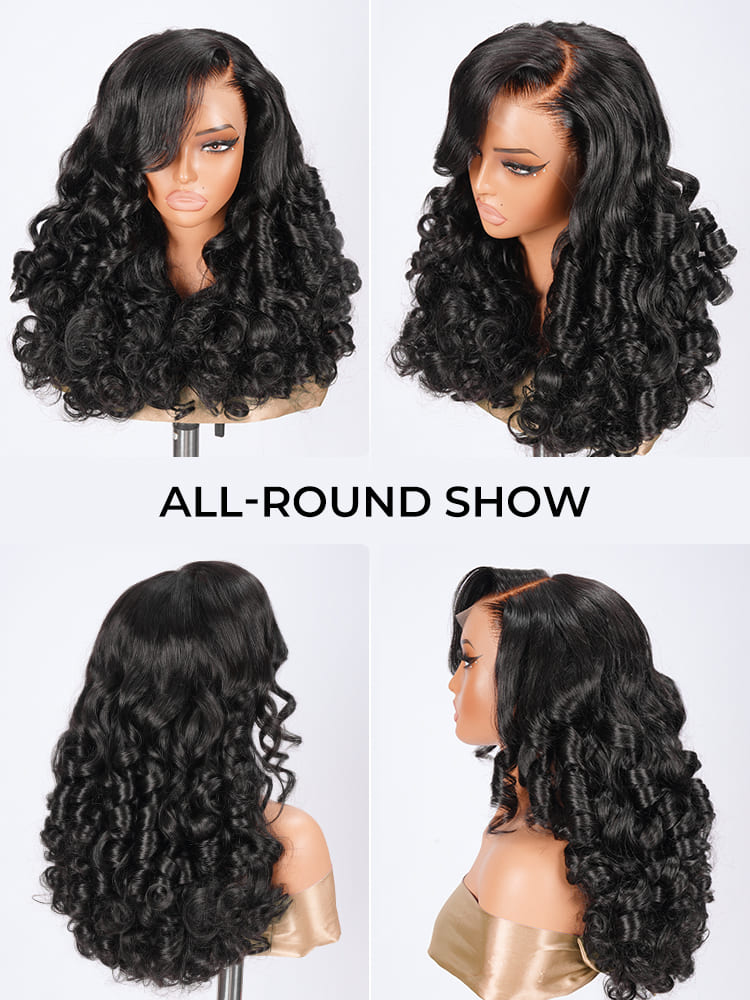 Perruque pré-stylée Curly  ┃ Lace Front 13x4 HD ┃ Cheveux Humains Vierges