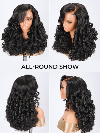 Perruque pré-stylée Curly  ┃ Lace Front 13x4 HD ┃ Cheveux Humains Vierges