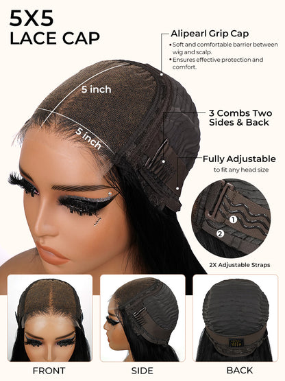 Perruques à cheveux humains pré-épilées et abordables Alipearl Body Wave 5x5