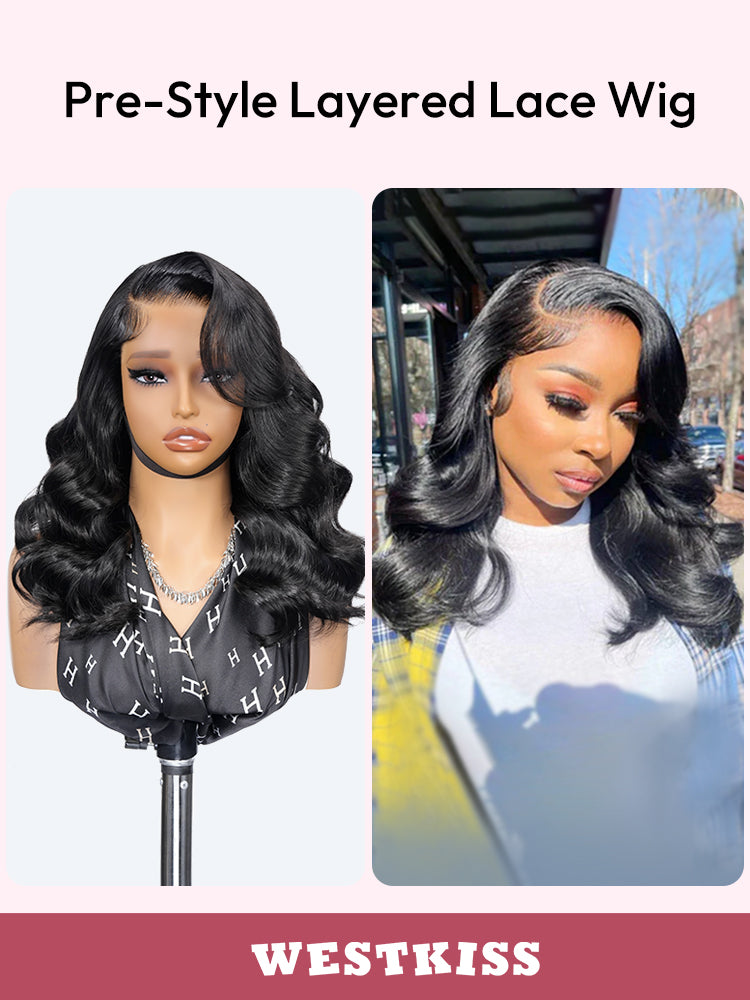 Glamour - Mi Longue Ondulée Volumineux │Lace Frontal HD 8x6 │ Cheveux Japonais Vierges