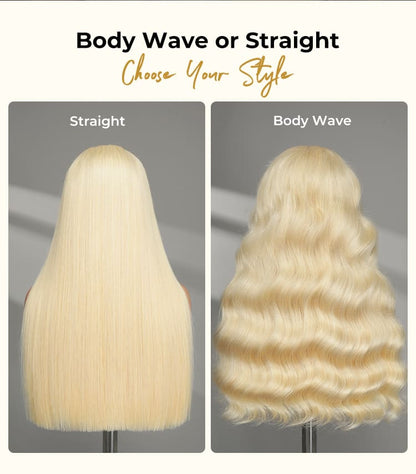 Double Drawn Top Grade Blonde 13x6  Body Wave M Hairline Straight HD Lace Wig