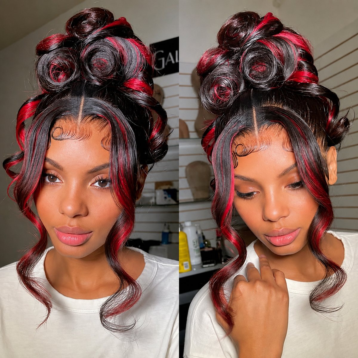 Aurora - Long Wavy Burgundy & Honey Blonde │ 13x6 HD Lace Frontal │ Virgin Malaysian Hair