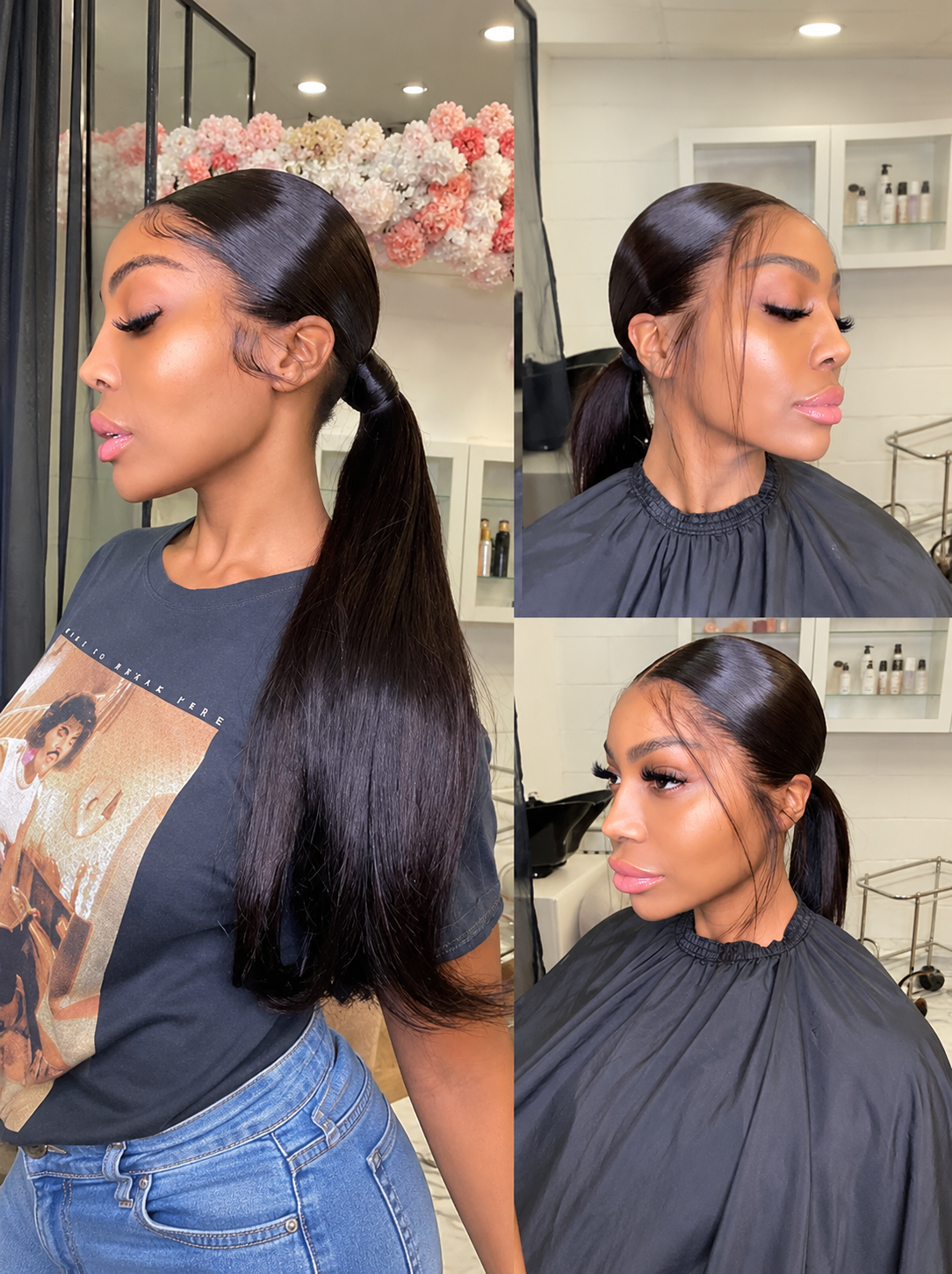 Midnight Goddess Frontal en dentelle invisible 360° sans colle - Cheveux Indiens Vierges
