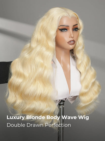 Double Drawn Top Grade Blonde 13x6  Body Wave M Hairline Straight HD Lace Wig
