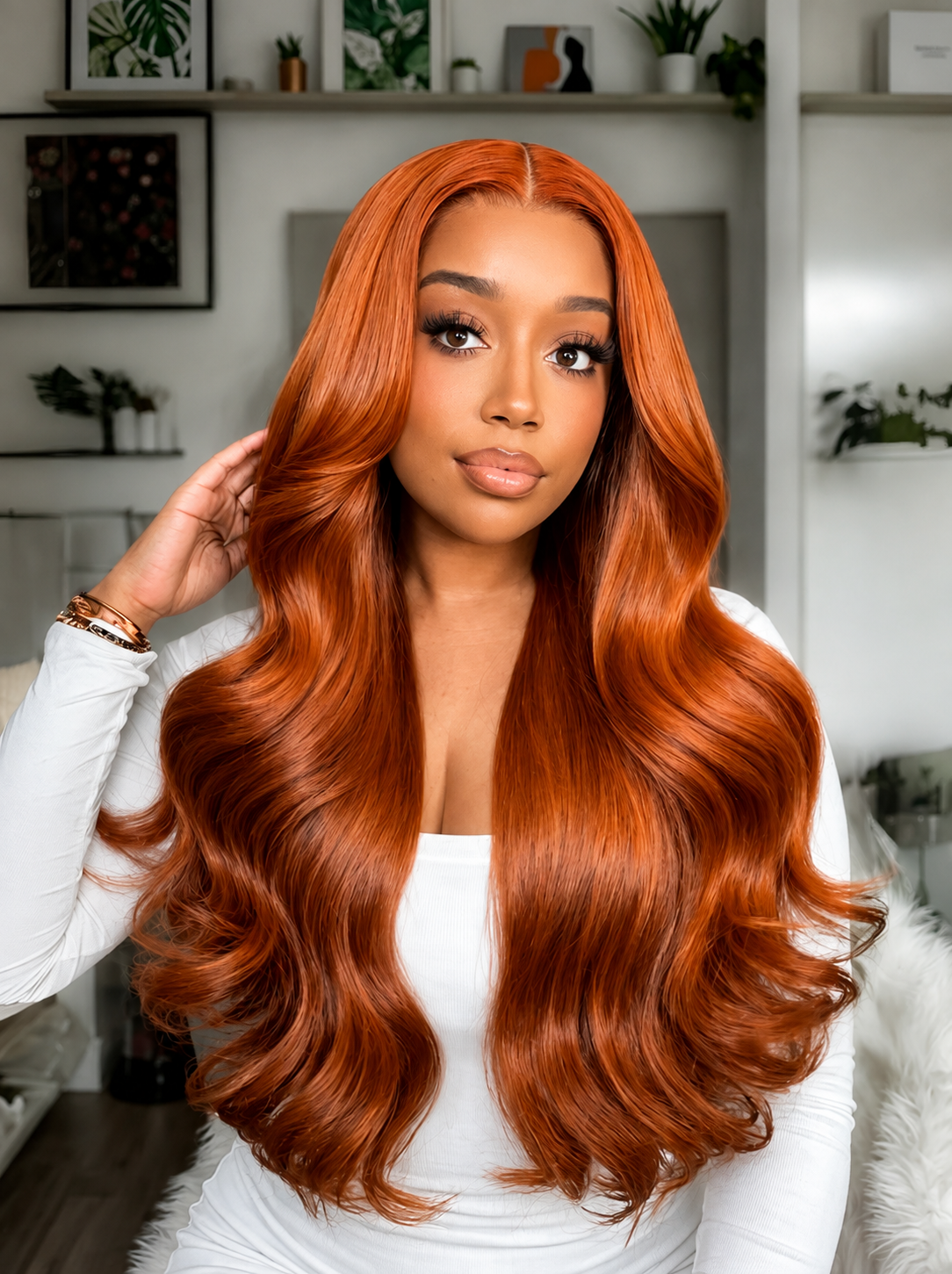 Saffron - Long Wavy Body Wave Copper Orange │ HD 13x6 Lace │ Virgin Malaysian Hair