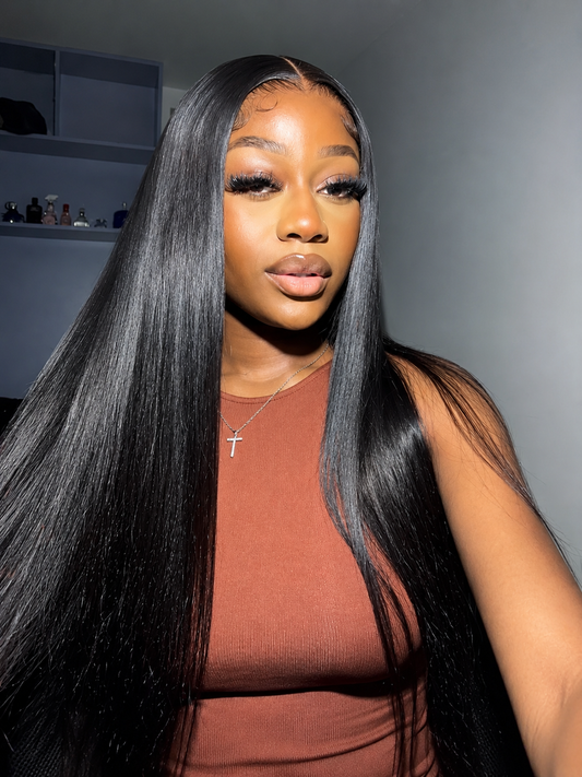 Minuit - Longue Lisse I 13x4 Lace Front Cheveux Indien I Densité 180% Lace Transparente