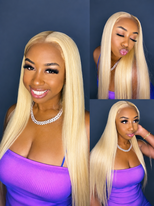 Perruque Ivoire - Lisse Blonde Platine 613 │  Full Lace 13x4 │ Cheveux Brésiliens Vierges