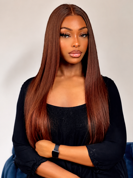 La séductrice Perruque auburn I Lace Frontal 13x6 Dentelle I Cheveux Brésiliens Vierges
